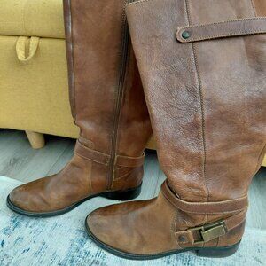 Arturo Chiang Brown Leather Riding Boots Size 8